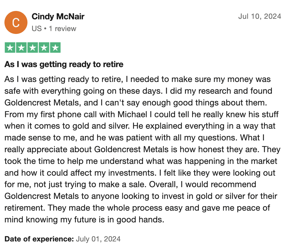 5 star Trustpilot review 